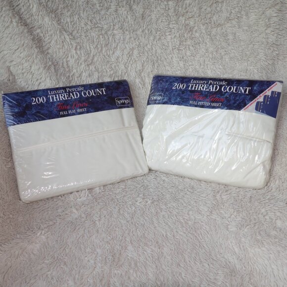 Springs Ivory Luxury Peracle Full Flat Sheet and Full Fitted Sheet, NWT - Picture 3 of 9